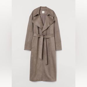 Faux Suede Trench Coat